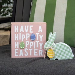 2/Set Hoppity Easter & Green Check Chunky Bunny Sitter