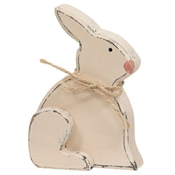 Small Distressed Wooden Chunky Sitting Bunny 2 Asstd.