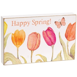 Happy Spring Tulip Box Sign 3 Asstd.