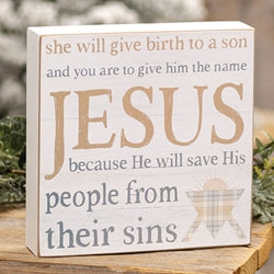 He Will Save His People Box Sign