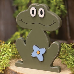 Rustic Wood Smiling Flower Frog Sitter