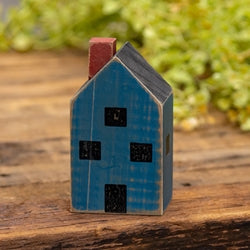 Primitive Blue Wood House Block