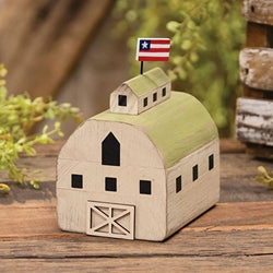 Distressed Carved Wood Americana Barn