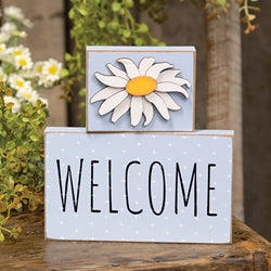 2/Set - Welcome & Daisy Wooden Blocks
