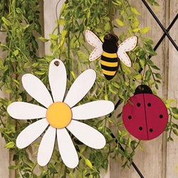 3/Set - Ladybug Bee & Daisy Ornaments