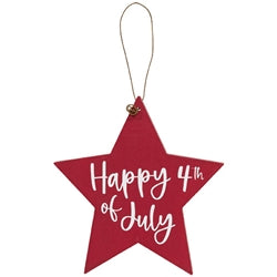 Fourth of July Wooden Star Ornament - 3 Asstd.
