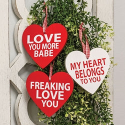 Love You More Wooden Heart Ornament - 3 Asstd.