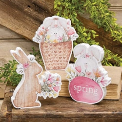 Bunny Basket Chunky Wooden Sitter - 3 Asstd.