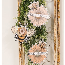Blessed Bee Flower Wooden Hanger - 3 Asstd.