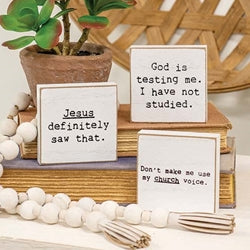 God Is Testing Me Mini Square Block - 3 Asstd.