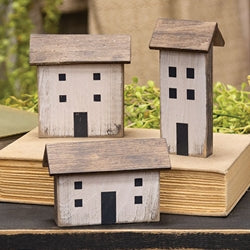 Distressed Gray Wooden Primitive House Sitter - 3 Asstd.