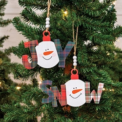 Joy Or Snow Plaid Snowball Ornament - 2 Asstd.