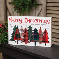 From Our Cabin to Yours Layered Plaid Christmas Tree Box Sign