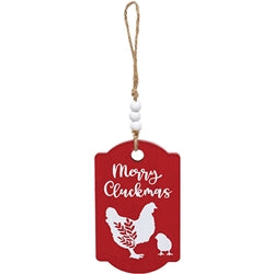 On the Farm Beaded Wooded Red Ornament - 4 Asstd.