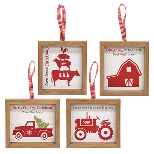 Farm Fresh Christmas Hanging Frame - 4 Asstd.