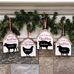Our Herd to Yours Wooden Barn Ornament - 4 Asstd.