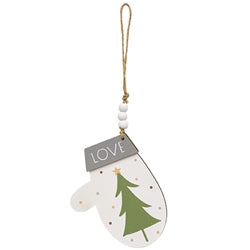 Love Hope Joy Christmas Tree Mitten Ornament - 3 Asstd.