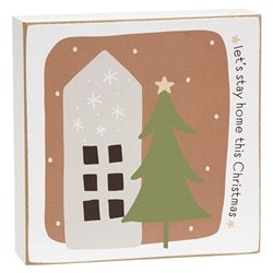 Home For Christmas 4" Square Box Sign - 3 Asstd.