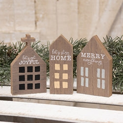 Joyful Merry Home Chunky Primitive House Sitter - 3 Asstd.