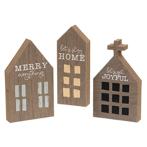 Joyful Merry Home Chunky Primitive House Sitter - 3 Asstd.