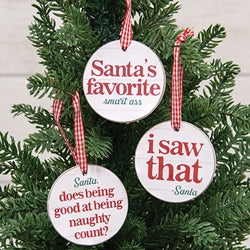 I Saw That Round Ornament w/Ribbon - 3 Asstd.