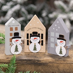 Chunky Wooden Snowman House Sitter - 3 Asstd.