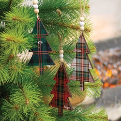 Hope Love Joy Plaid Christmas Tree Ornament - 3 Asstd.