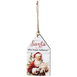 Vintage Santa Believe Wooden Tag - 3 Asstd.