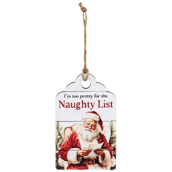Vintage Santa Naughty or Nice Wooden Tag - 3 Asstd.