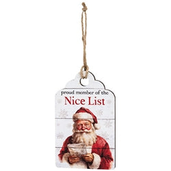 Vintage Santa Naughty or Nice Wooden Tag - 3 Asstd.