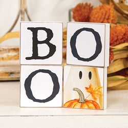 4/Set - Golden Floral Wildflower Boo Ghost 2" Square Blocks