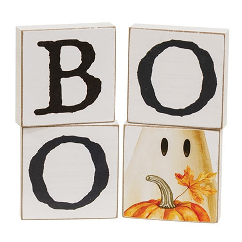 4/Set - Golden Floral Wildflower Boo Ghost 2" Square Blocks