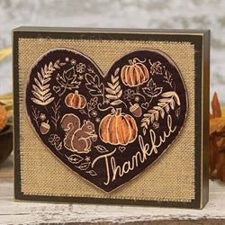 Thankful Fall Layered Heart & Burlap Box Sign