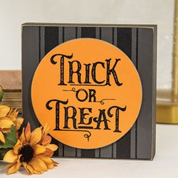 Trick Or Treat Black Ticking Stripe Box Sign
