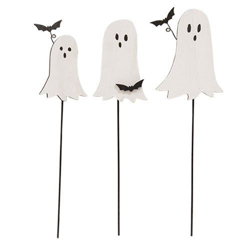 3/Set - Wooden Ghost & Bat Plant Pokes