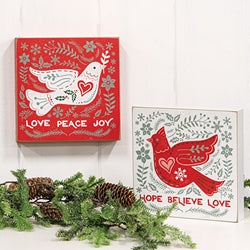 Winter Floral Dove Hope Box Sign - 2 Asstd.