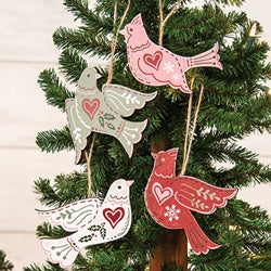 4/Set - Wooden Yuletide Folklore Bird Ornaments