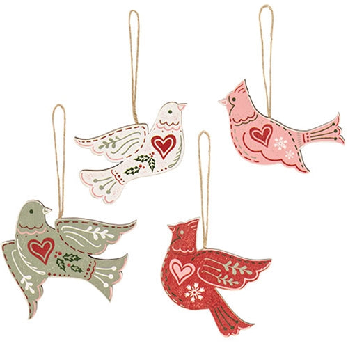 4/Set - Wooden Yuletide Folklore Bird Ornaments