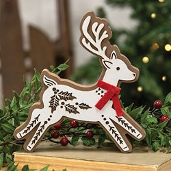 Laser Cut Leaping Holly Reindeer Sitter