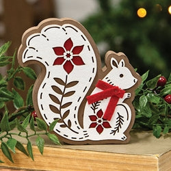 Laser Cut Poinsettia Squirrel Sitter