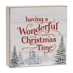 2/Set - Wonderful Christmas Time Box Sign & Snowman Sitter
