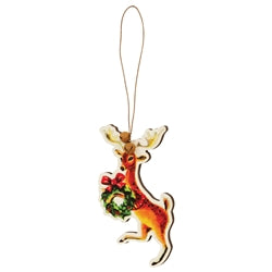 4/Set - Retro Look Wooden Puppy Kitten & Reindeer Ornaments