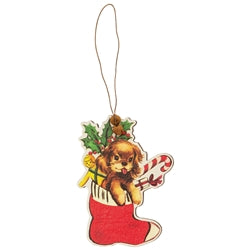4/Set - Retro Look Wooden Puppy Kitten & Reindeer Ornaments
