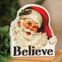 Wooden Retro Santa Believe Sitter