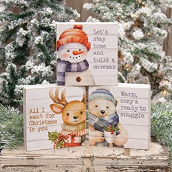 Warm & Cozy Baby Winter Animal Box Sign - 3 Asstd.