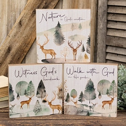 Woodland Faith Box Sign - 3 Asstd.
