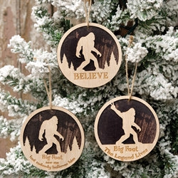 Layered Bigfoot Forest Silhouette Ornament - 3 Asstd.