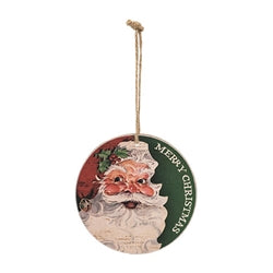 Vintage Santa Cheer Round Ornament - 3 Asstd.