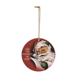 Vintage Santa Cheer Round Ornament - 3 Asstd.