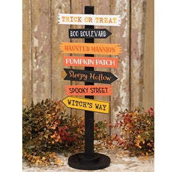 Halloween Woods Primitive Signpost w/Base - 14.5"H